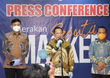 Mendagri Luncurkan Gerakan Sejuta Masker di Kabupaten Gowa