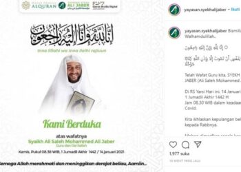 Innalillahi… Syekh Ali Jaber Wafat
