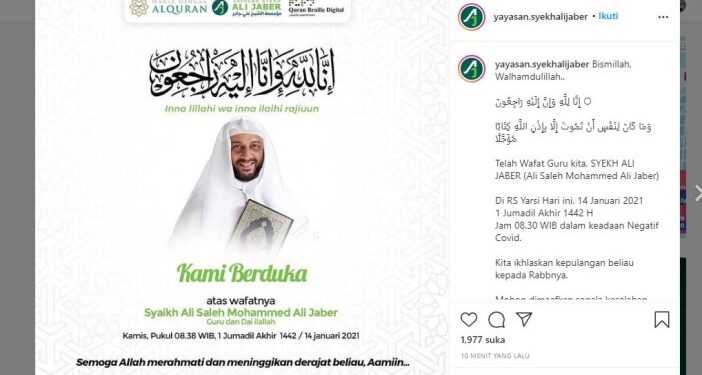 Innalillahi… Syekh Ali Jaber Wafat