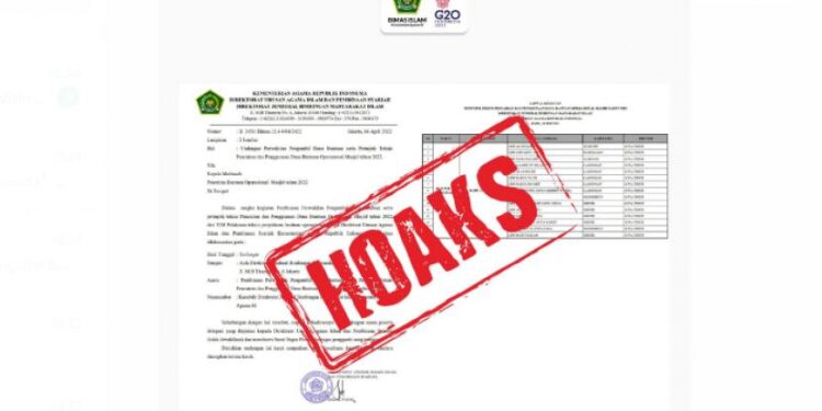 Kemenag: Surat Undangan bagi Penerima Bantuan Masjid Tahun 2022 Hoaks